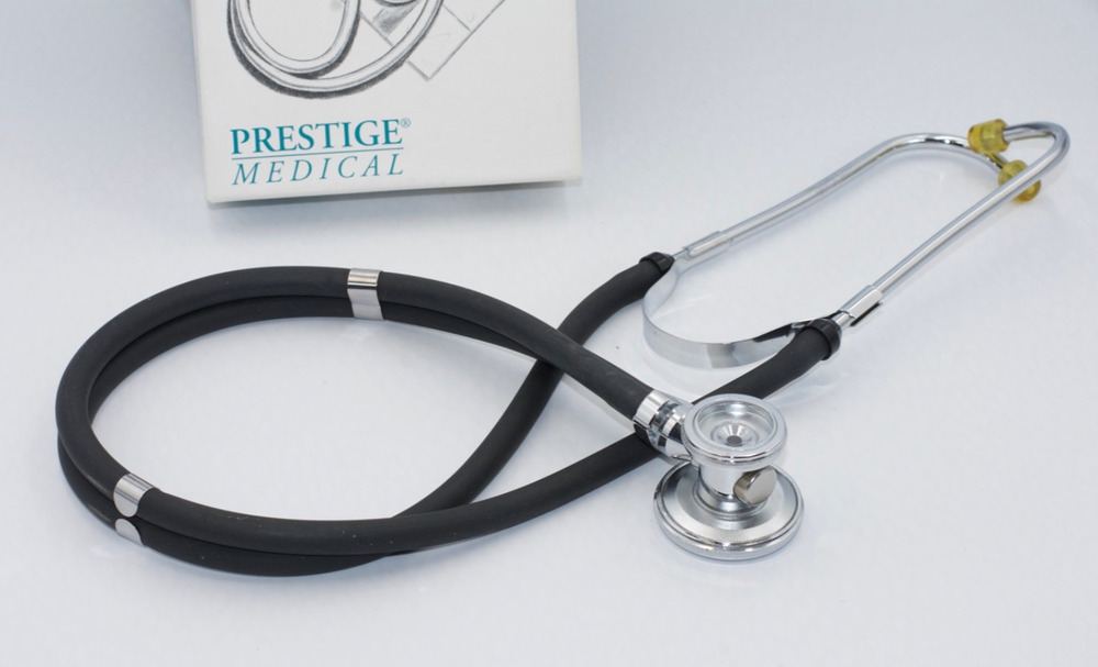 Prestige Medical Stethoscope Sprague-Rappaport Dual Tube Dual Head Black 30"